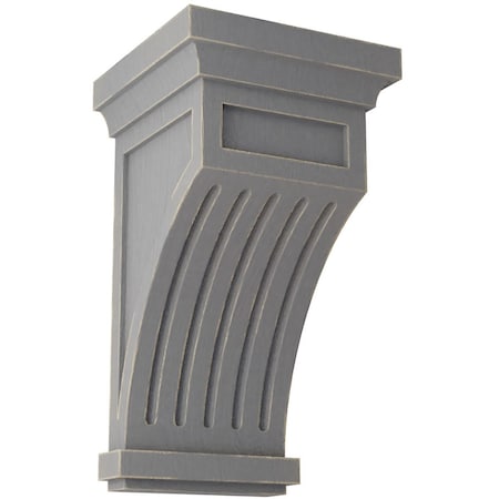Ekena Millwork 5 1/2"W x 5 1/2"D x 10"H Fluted Wood Vintage Decor Corbel, Pebble Grey CORWD05X05X10FLPG